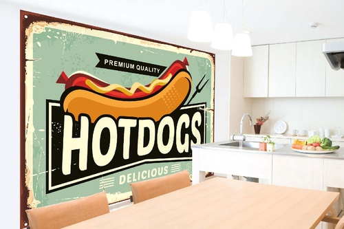 Vlies Fototapete - Hot Dog Schild 375 x 250 cm